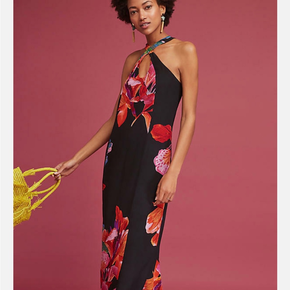 Anthropologie Maeve “Cayman silk maxi dress”